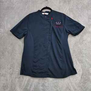 Oobe‎ Chick Fil A Team Style Chef Uniform Size Medium Blue Full Zip Short Sleeve